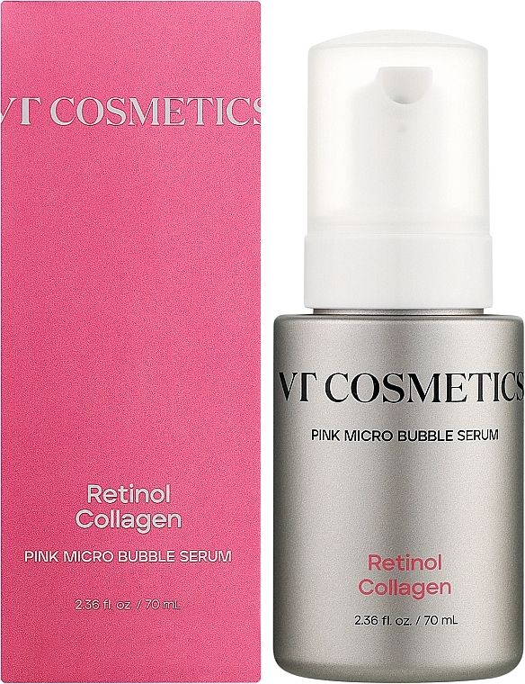 Купити Мікробульбашкова сироватка з ретинолом і колагеном VT Cosmetics Retinol Collagen Pink Micro Bubble Serum на Elune.com.ua