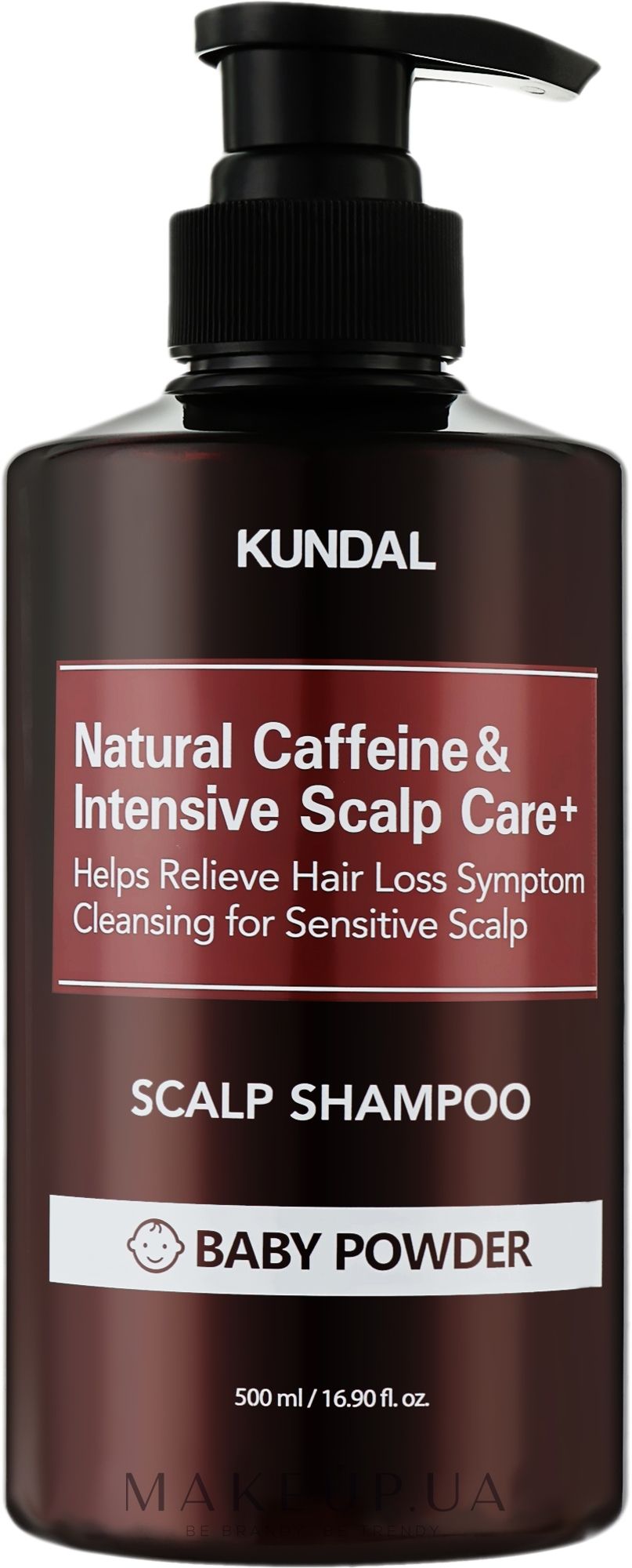 Купити Шампунь проти випадіння «Дитяча присипка» Kundal Natural Caffeine & Intensive Scalp Care Shampoo Baby Powder на Elune.com.ua