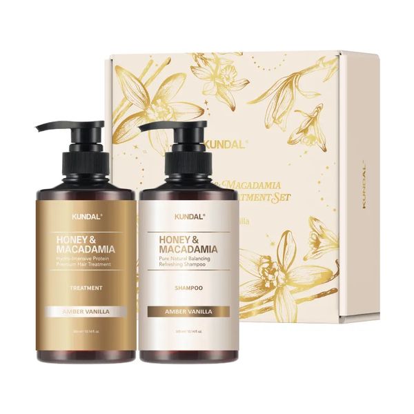 Купити Набір для волосся з ароматом "Амбра та Ваніль" Kundal Holiday Edition Set Amber Vanilla 300ml+300ml на Elune.com.ua