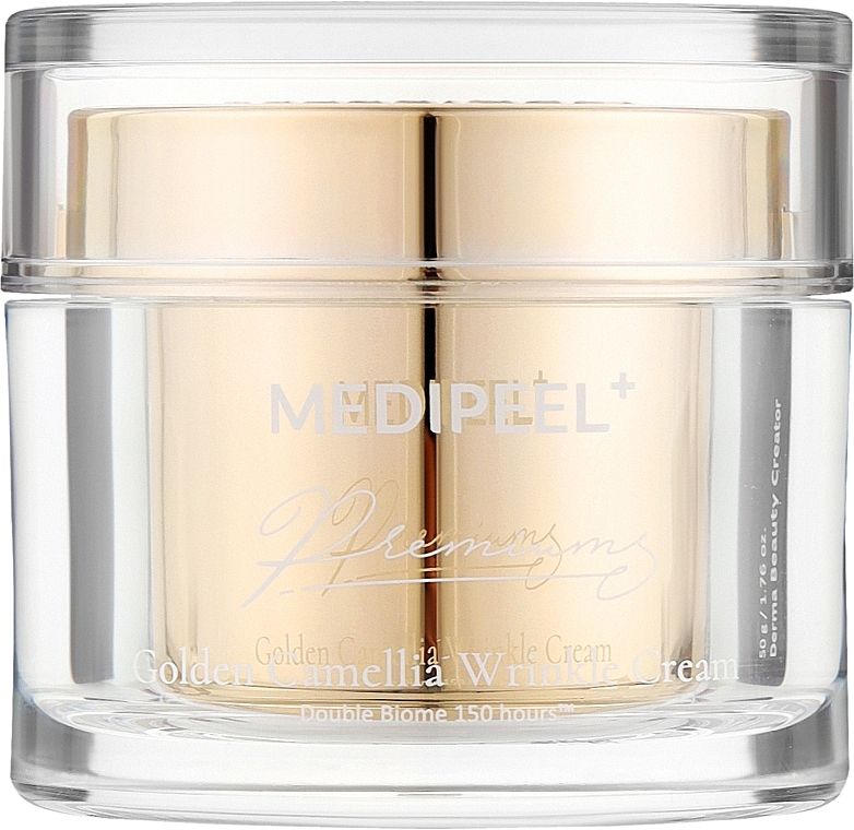 Купити Антивіковий крем для обличчя з екстрактом золота і камелії Medi Peel Peptide 9 Premium Gold Camellia Wrinkle Cream на Elune.com.ua