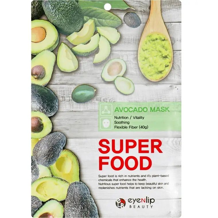 Купити Тканинна маска для обличчя з екстрактом авокадо Super Food Avocado Mask на Elune.com.ua