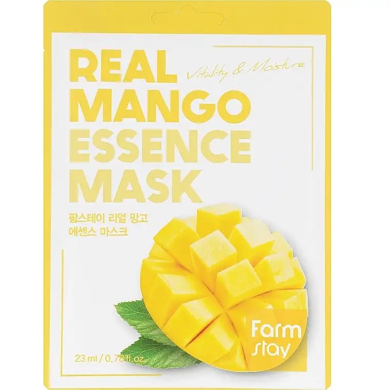 Купити Тканинна маска для обличчя з екстрактом манго Real Mango Essence Mask на Elune.com.ua