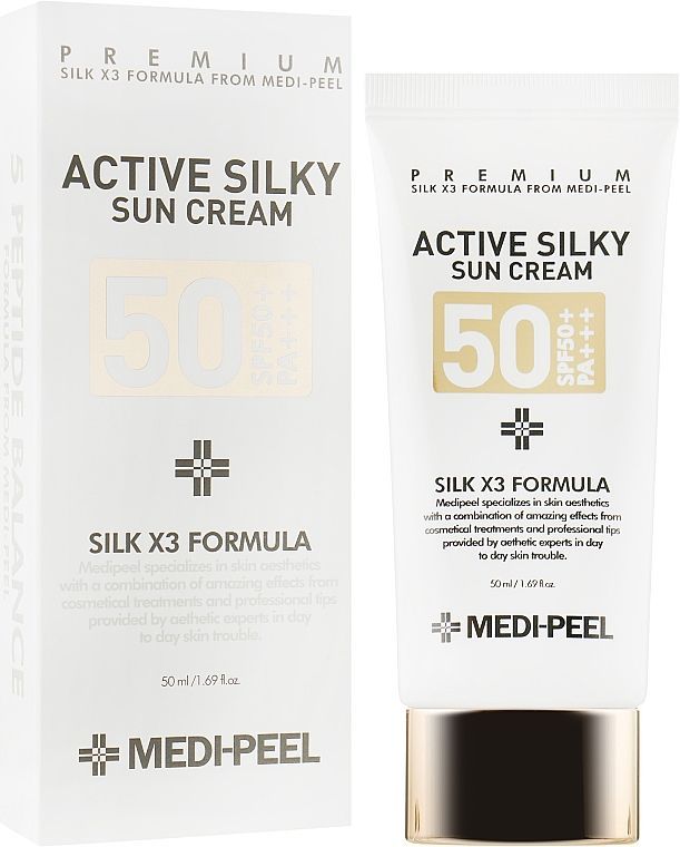 Купити Сонцезахисний крем з пептидами та амінокислотами шовку Active Silky Sun Cream SPF50+ PA+++ на Elune.com.ua