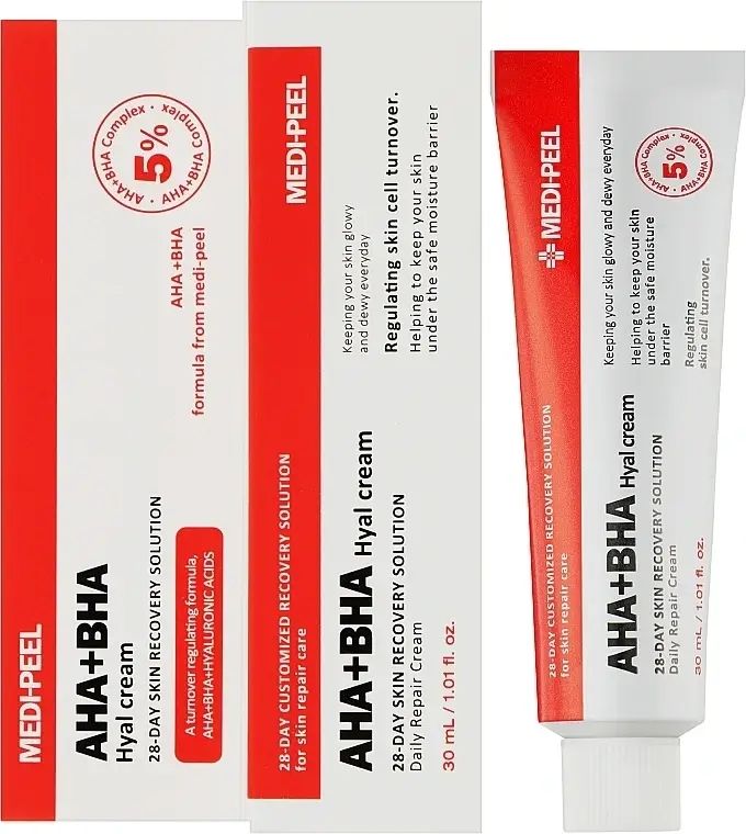Купити Крем-пілінг для обличчя відновлювальний з кислотами AHA BHA 28 Days Hyal Cream на Elune.com.ua