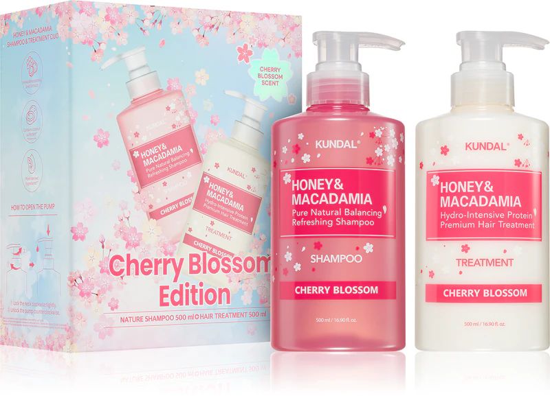 Купити Набір для сухого або пошкодженого волосся Kundal Gift Edition Cherry Blossom Set 500ml+500ml на Elune.com.ua