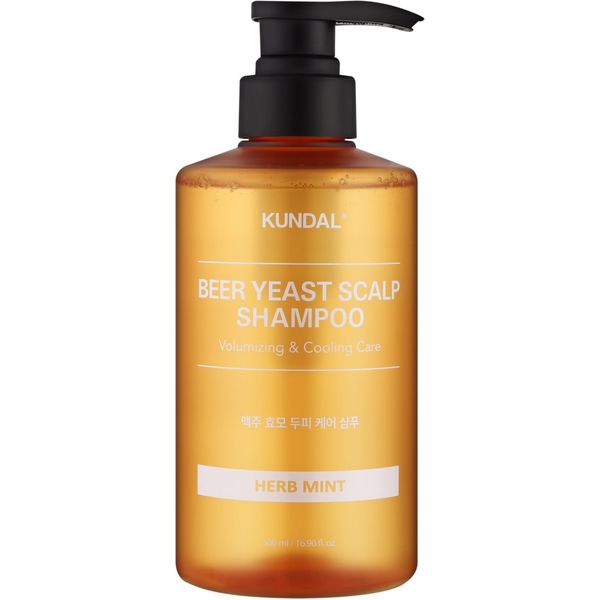 Купити Шампунь пивний для об'єму тонкого волосся "М'ята" Kundal Beer Yeast Hair Loss Relief Shampoo Herb Mint на Elune.com.ua